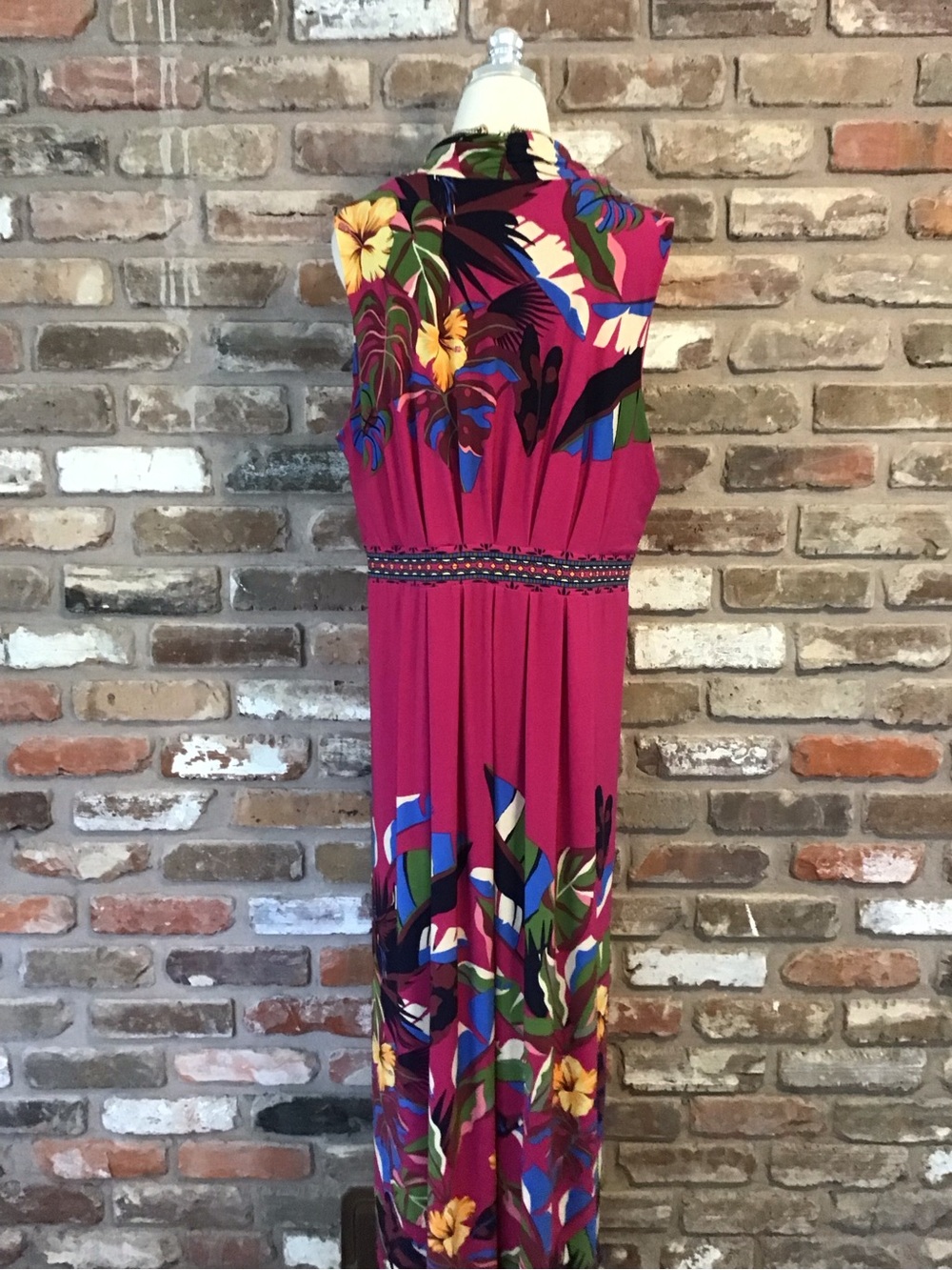 Chico's Women's Fuchsia Floral Sleeveless V-Neck Maxi Dress 16 - Picture 3 of 7